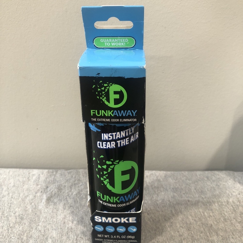 FunkAway Smoke Extreme Odor Eliminator Spray Shoes Pets Sports Gear Car 3.4 oz